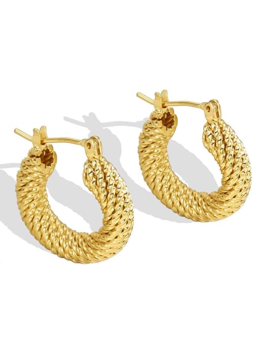 Gold twist Earrings Brass Geometric Minimalist Huggie Earring