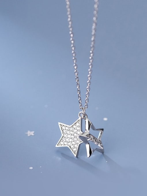 Rosh 925 Sterling Silver Cubic Zirconia Star Minimalist Necklace