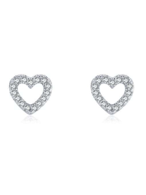 YGE1389  8mm 925 Sterling Silver Cubic Zirconia Heart Minimalist Geometry Stud Earring
