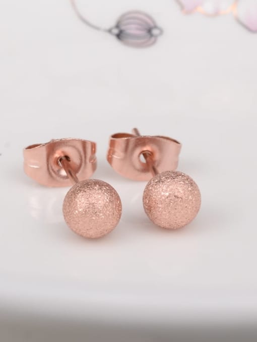 4mm rose gold Titanium round Ball Minimalist Stud Earring