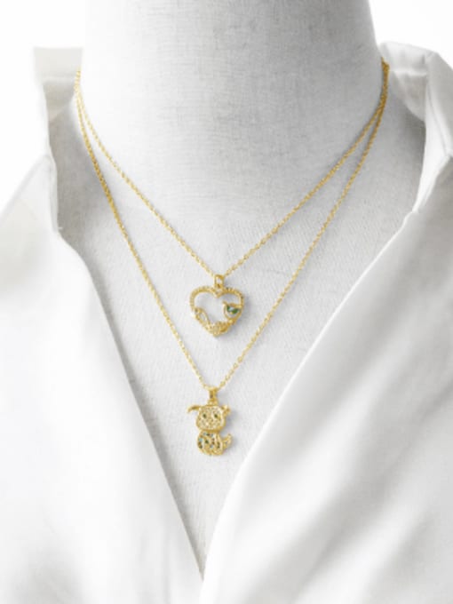 CC Brass Cubic Zirconia Heart Minimalist Necklace 1
