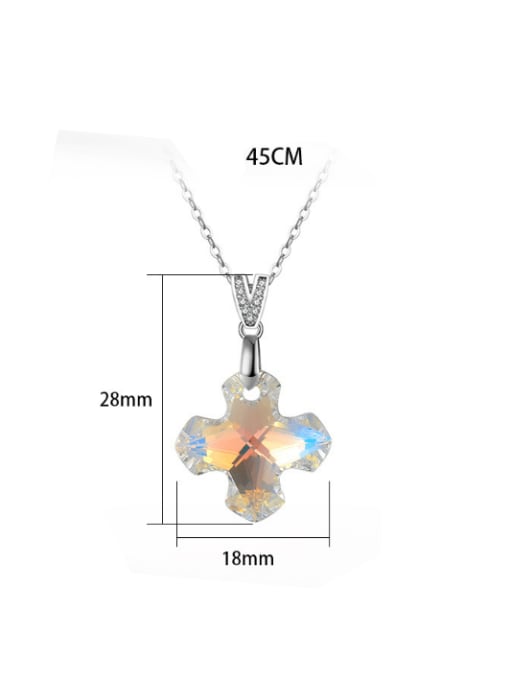 RINNTIN 925 Sterling Silver Austrian Crystal Geometric Minimalist Necklace 2