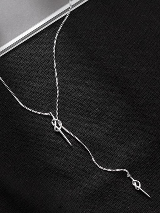 Rosh 925 Sterling Silver Geometric Minimalist Lariat Necklace 1