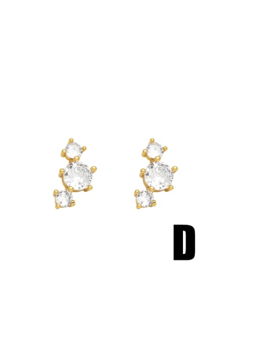 D Brass Cubic Zirconia Star Dainty Stud Earring