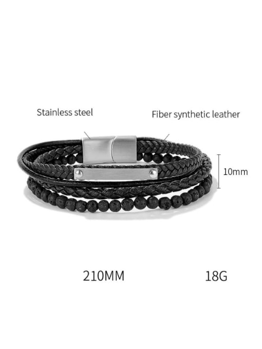Open Sky Titanium Steel Artificial Leather Weave Hip Hop Bracelet 4