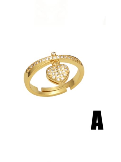 CC Brass Cubic Zirconia Heart Vintage Band Ring 2