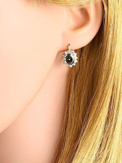 CC Brass Cubic Zirconia Flower Luxury Stud Earring 1