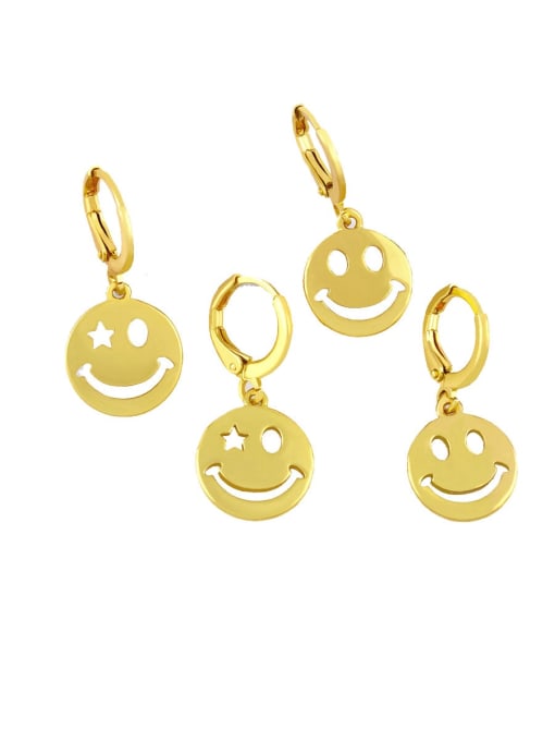 CC Brass Hollow Smiley Minimalist Huggie Earring 0