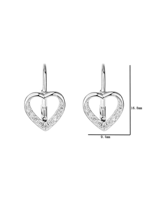BC-Swarovski Elements 925 Sterling Silver Cubic Zirconia Heart Minimalist Huggie Earring 2