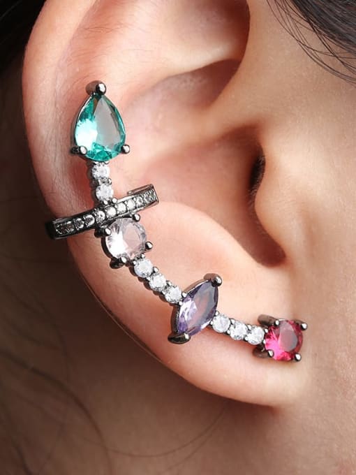 ROSS Copper Glass Stone  Geometric Luxury Ear Cuff Earring 1