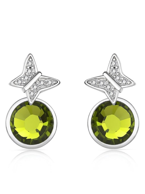 JYEH 006 (dark green) 925 Sterling Silver Austrian Crystal Butterfly Classic Stud Earring
