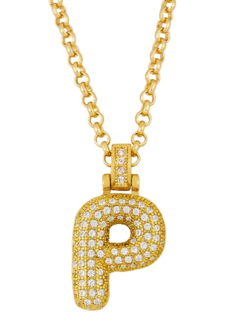P Brass Cubic Zirconia Letter Ethnic Necklace