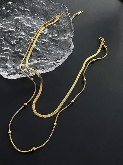 A TEEM Titanium Steel Snake Minimalist Double Layer+Snake Bone Chain Necklace 2