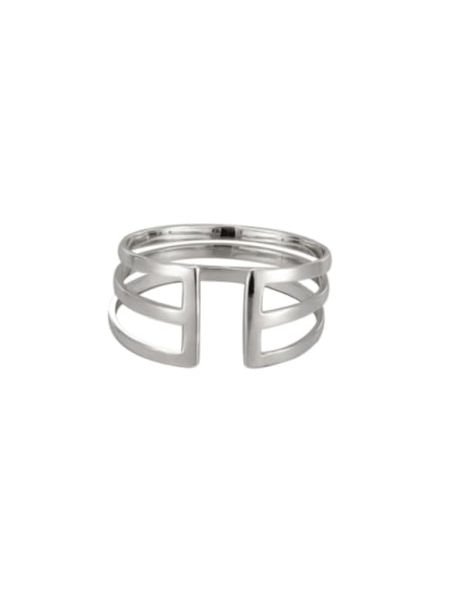 Platinum glossy three layer ring 925 Sterling Silver Geometric Minimalist Stackable Ring