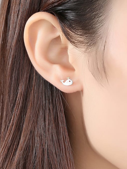 CCUI 925 Sterling Silver Dolphin Minimalist Stud Earring 1