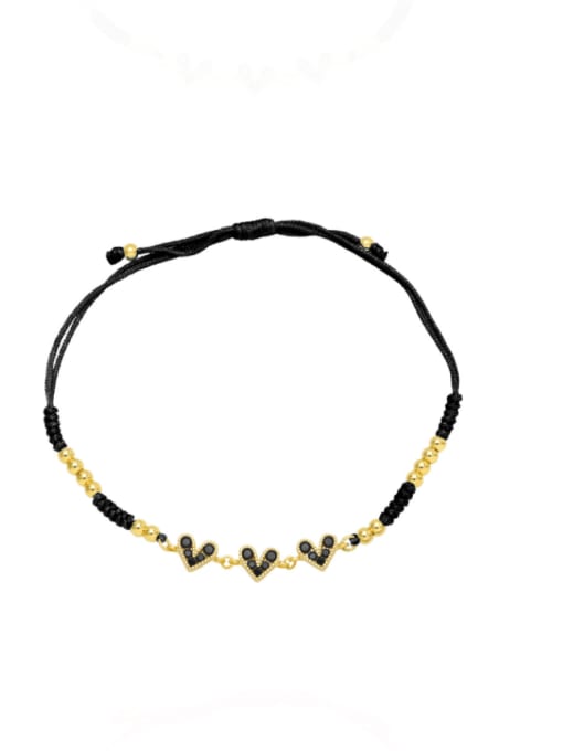 black Brass Cubic Zirconia Weave Bohemia Adjustable Bracelet