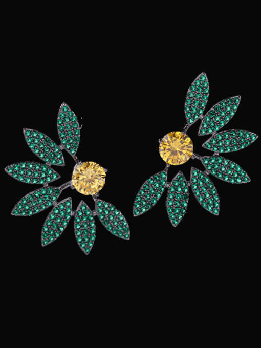 Luxu Brass Cubic Zirconia Flower Luxury Stud Earring 3