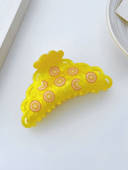 Lemon yellow 9cm Cellulose Acetate Cute Friut Alloy Jaw Hair Claw