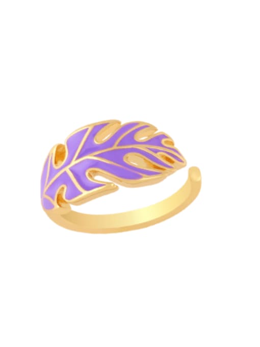 purple Brass Enamel Tree Hip Hop Band Ring