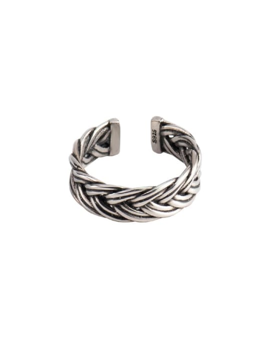 XBOX 925 Sterling Silver Irregular Vintage  double line wavy lines  Band Ring 3