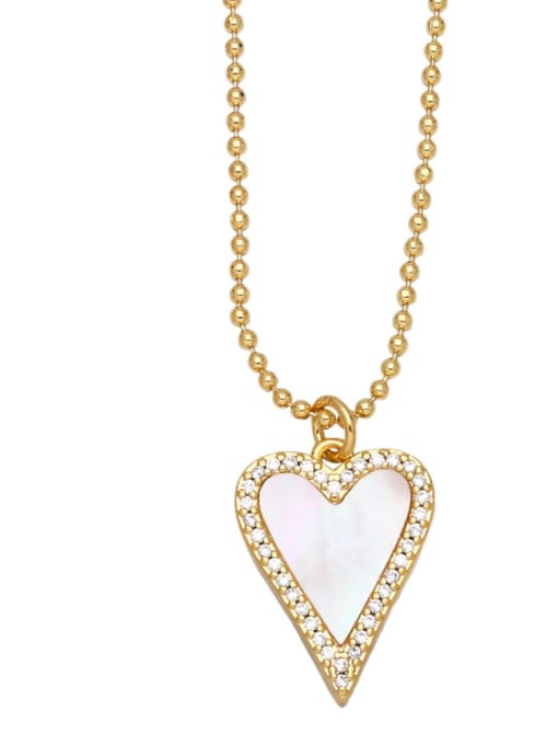 B Brass Cubic Zirconia Heart Vintage Necklace