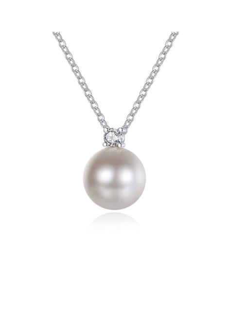 BLING SU Copper Imitation Pearl White Necklace 0