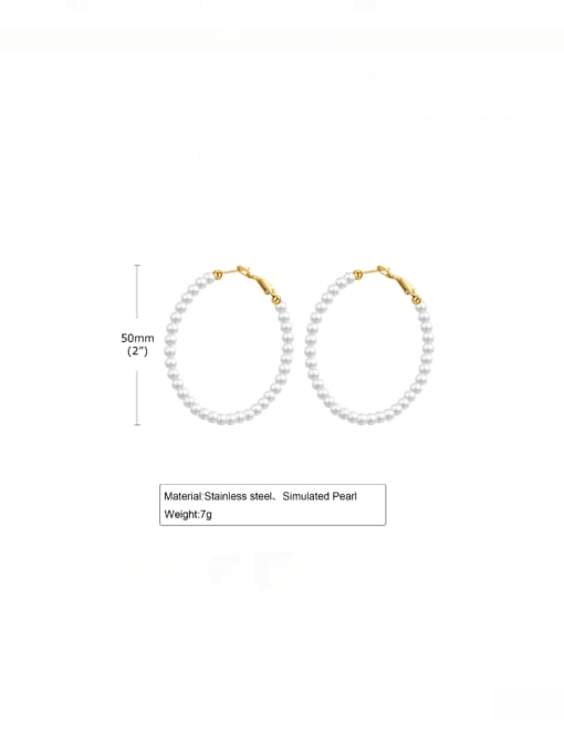 50mm Stainless steel Imitation Pearl Geometric Minimalist Hoop Earring