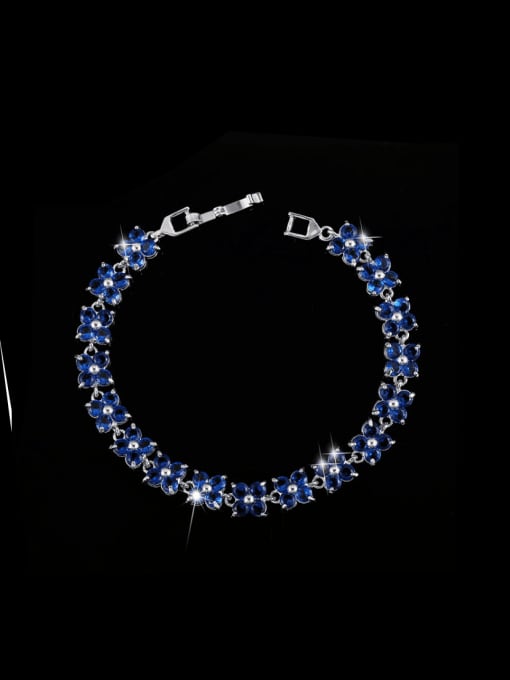 Blue 17,6 Flower Shaped Copper Bracelet