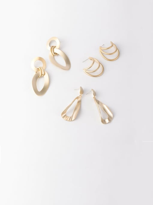 Girlhood Alloy With Imitation Gold Plated Simplistic Geometric Drop Earrings