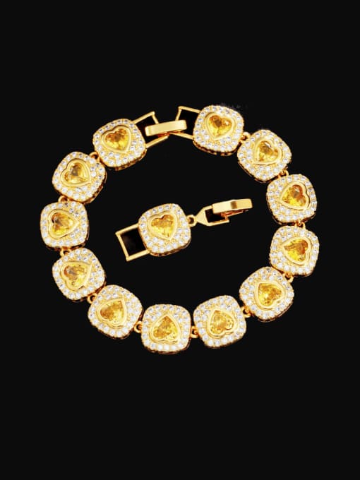 L.WIN Brass Cubic Zirconia Geometric Heart Luxury Bracelet 0