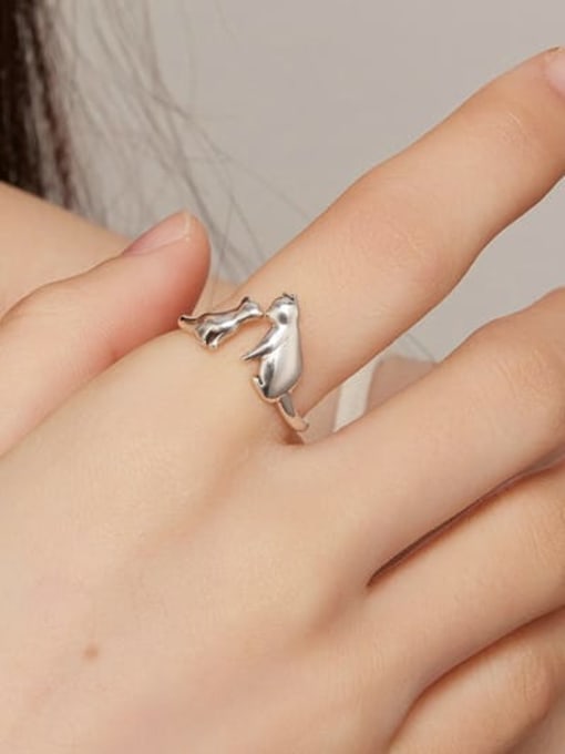 Jare 925 Sterling Silver Icon Cat Cute Band Ring 2