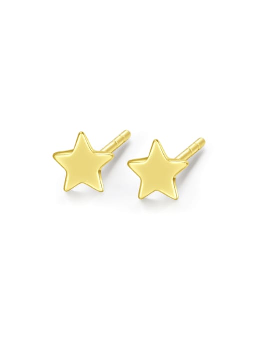 14K Gold 925 Sterling Silver Pentagram Minimalist Stud Earring