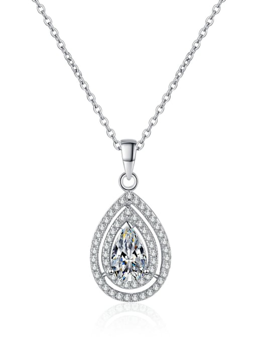 MOISS 925 Sterling Silver Moissanite Water Drop Dainty Necklace 3
