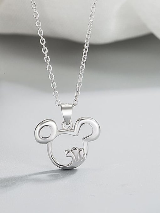 HAHN 925 Sterling Silver Rhinestone Mouse Minimalist Necklace 3