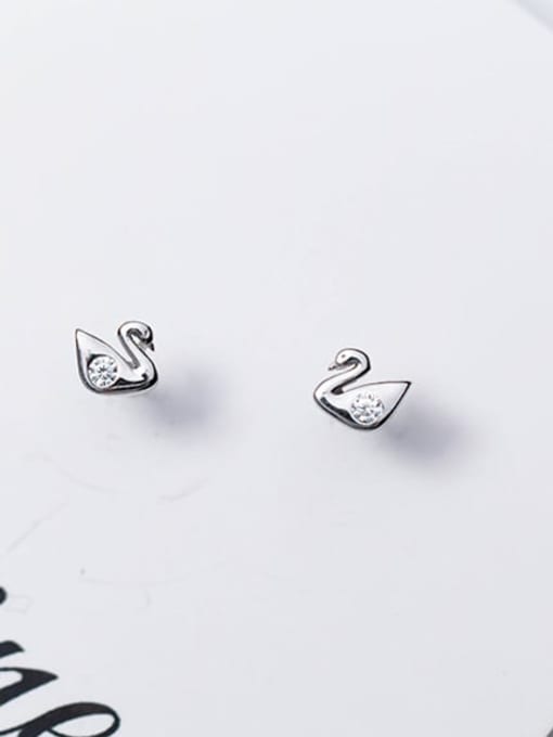 Rosh 925 Sterling Silver Swan Minimalist Stud Earring 2
