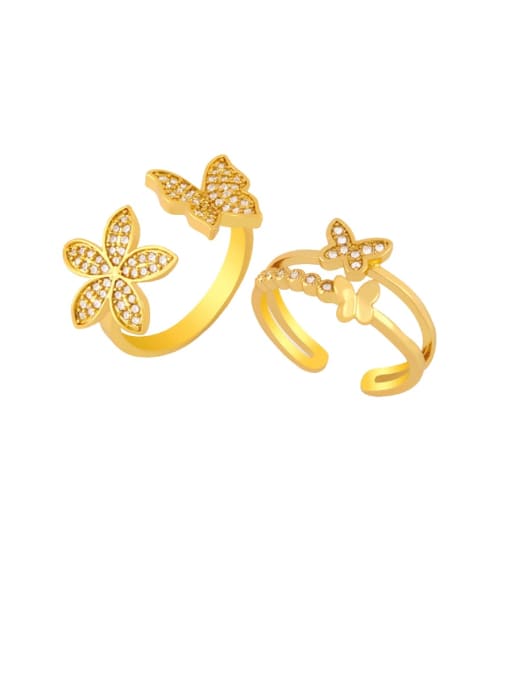 CC Brass Cubic Zirconia Butterfly Ethnic Band Ring 0