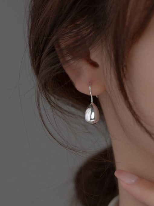 Rosh 925 Sterling Silver Water Drop Minimalist Hook Earring 1