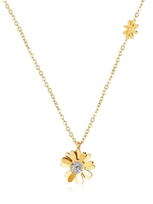 gold necklace Titanium Flower Minimalist  pendant  Necklace