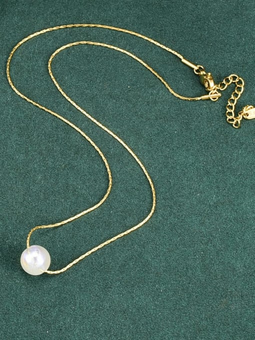 A TEEM Titanium Steel Imitation Pearl Round Minimalist Necklace 0