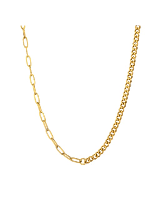 golden Stainless steel  Minimalist Asymmetrical Geometric Chain Necklace