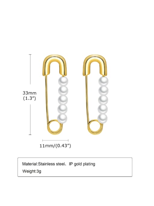 CONG Stainless steel Imitation Pearl Geometric Minimalist Hook Earring 3