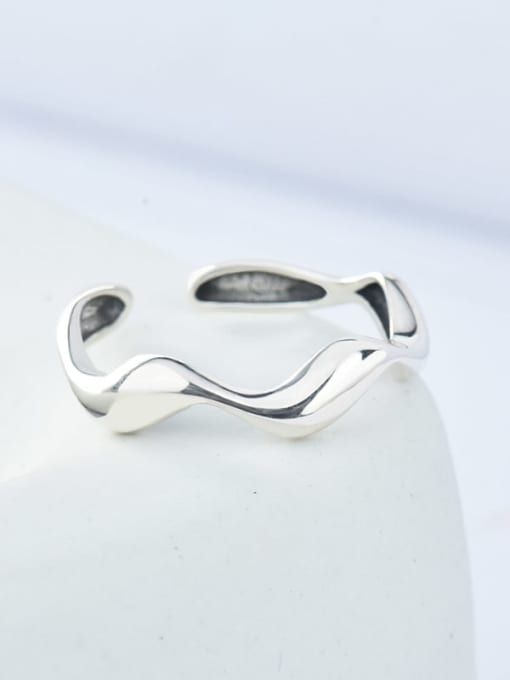 XBOX 925 Sterling Silver Smooth Irregular Vintage Wave   Band Ring 4