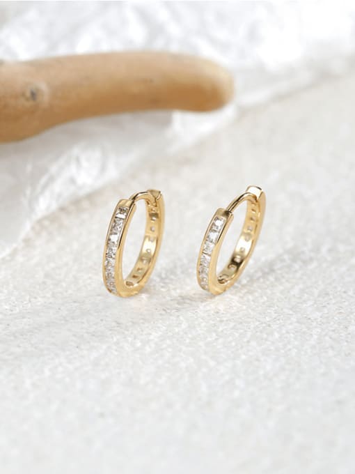 Gold Circle zircon Earring Brass Rhinestone Geometric Minimalist Huggie Earring