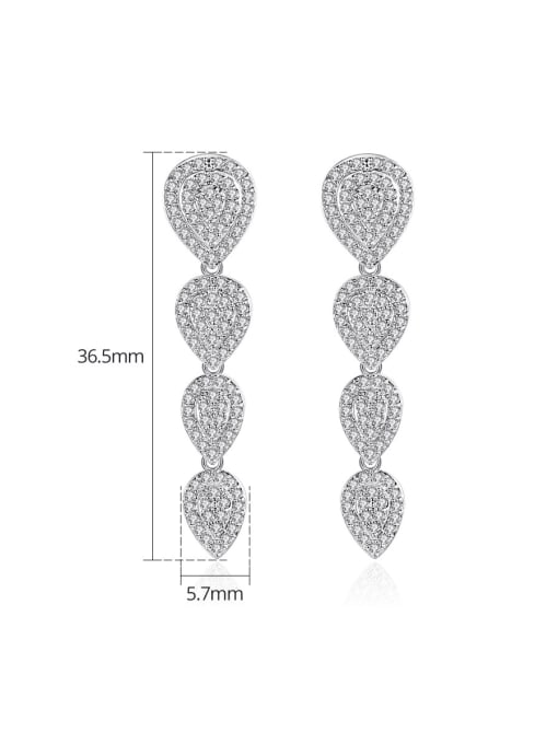 BLING SU Brass Cubic Zirconia Heart Luxury  Long Cluster Earring 3