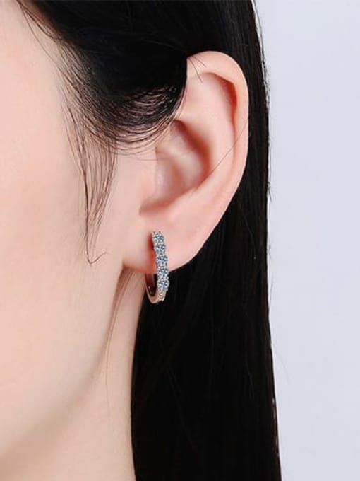 MOISS 925 Sterling Silver Moissanite Geometric Dainty Huggie Earring 1