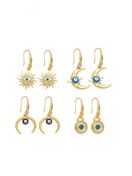 CC Brass Cubic Zirconia Evil Eye Minimalist Hook Earring