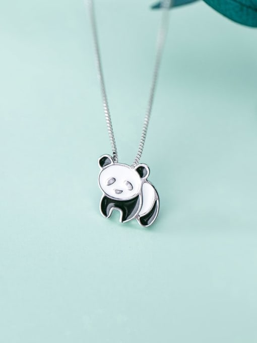 Rosh 925 Sterling Silver Cute panda pendant Necklace 1