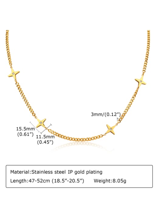 CONG Titanium Steel Rhinestone Star Minimalist Necklace 2