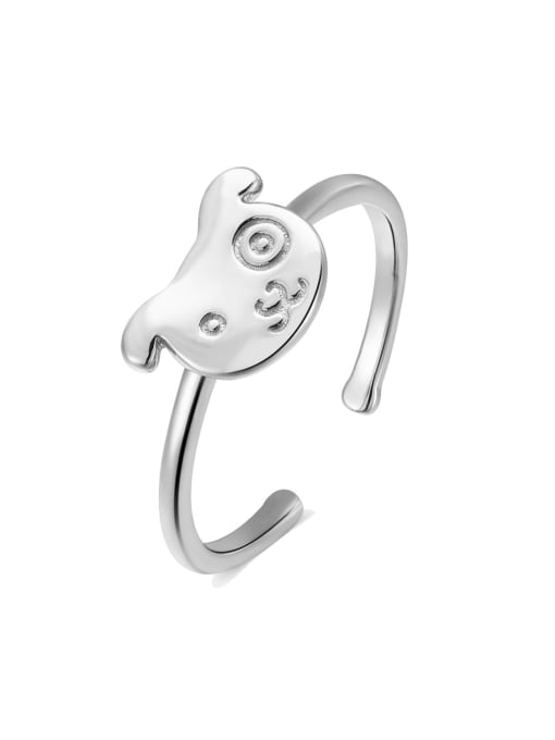 Platinum Dog Ring 925 Sterling Silver  Cute Dog Band Ring