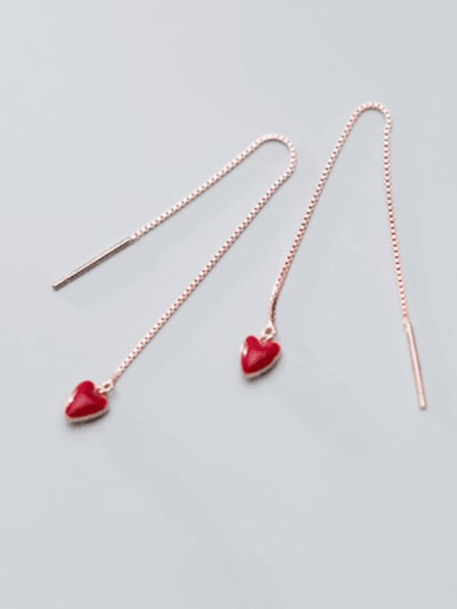 Rosh 925 Sterling Silver Enamel Heart Minimalist Threader Earring
